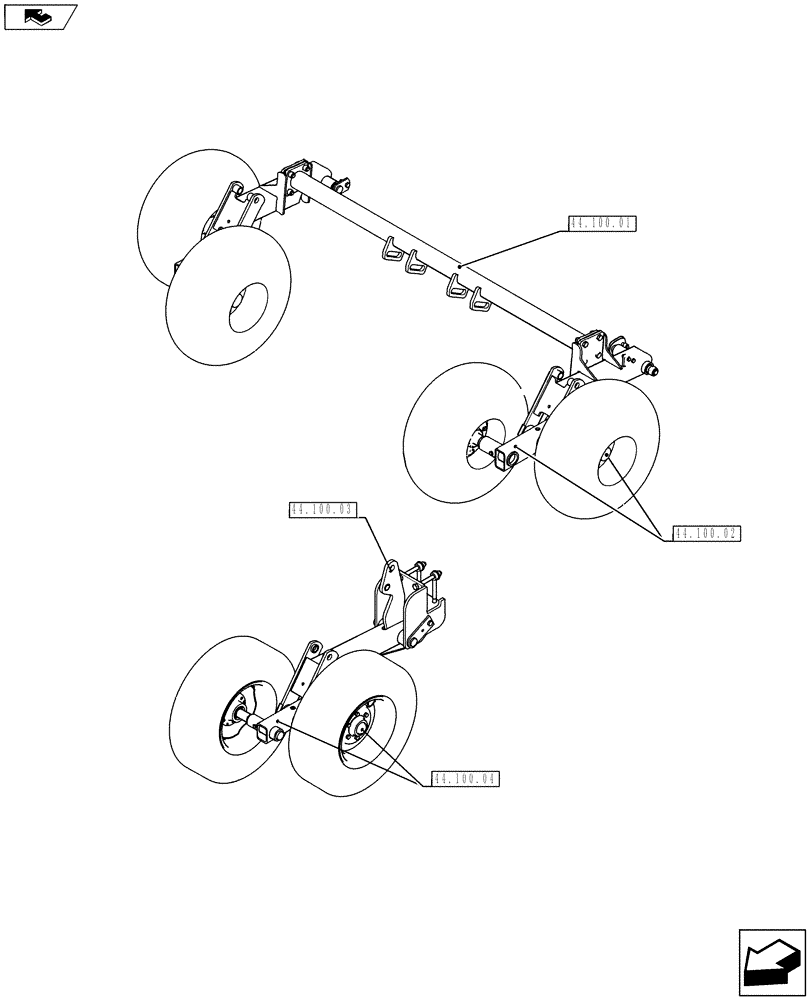 Схема запчастей Case IH 950 - (44.100.00) - WHEEL / AXLE INDEX (44) - WHEELS