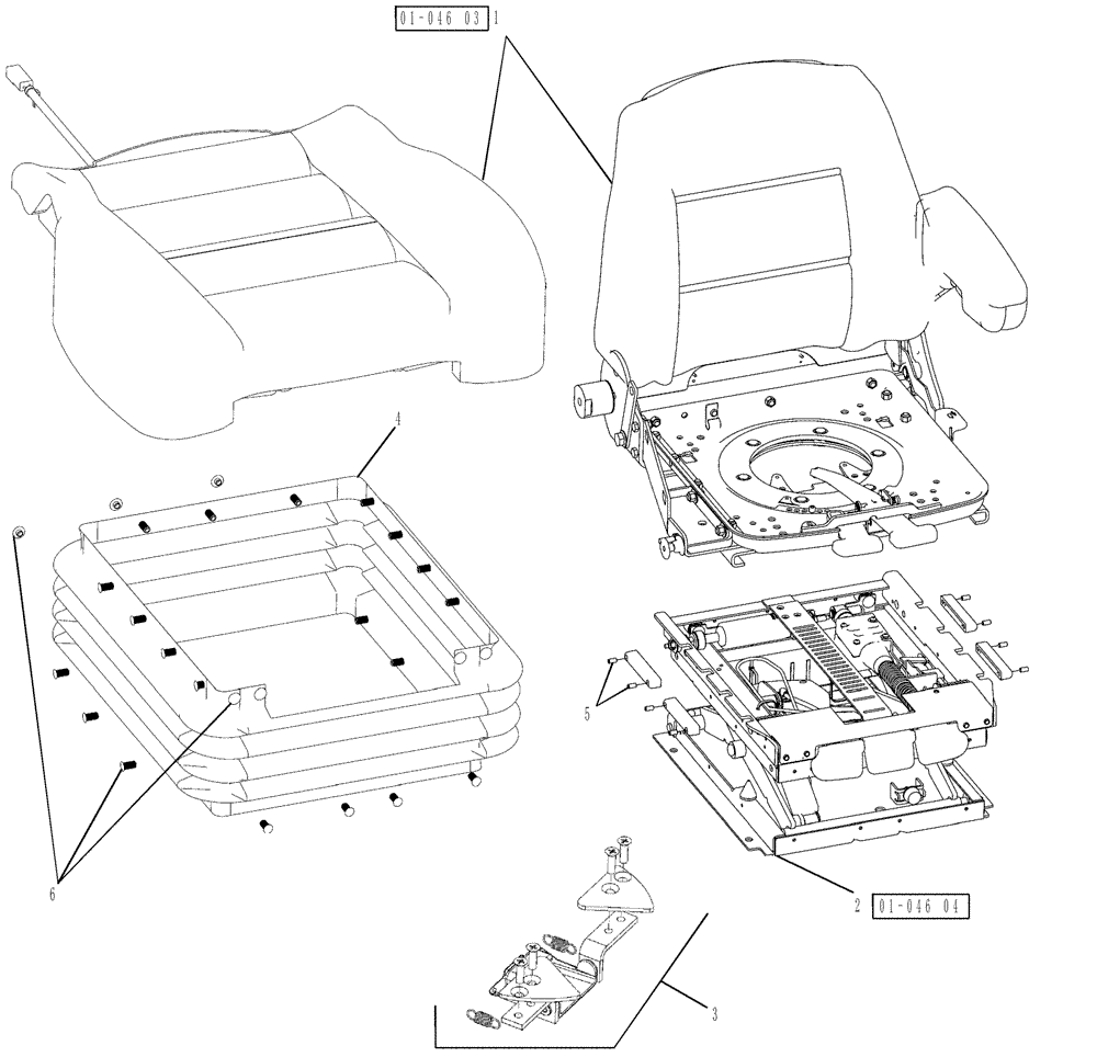 Схема запчастей Case IH TITAN 4520 - (01-046[02]) - DELUXE SEAT ASSEMBLY, SN Y9T026002 AND AFTER (10) - CAB