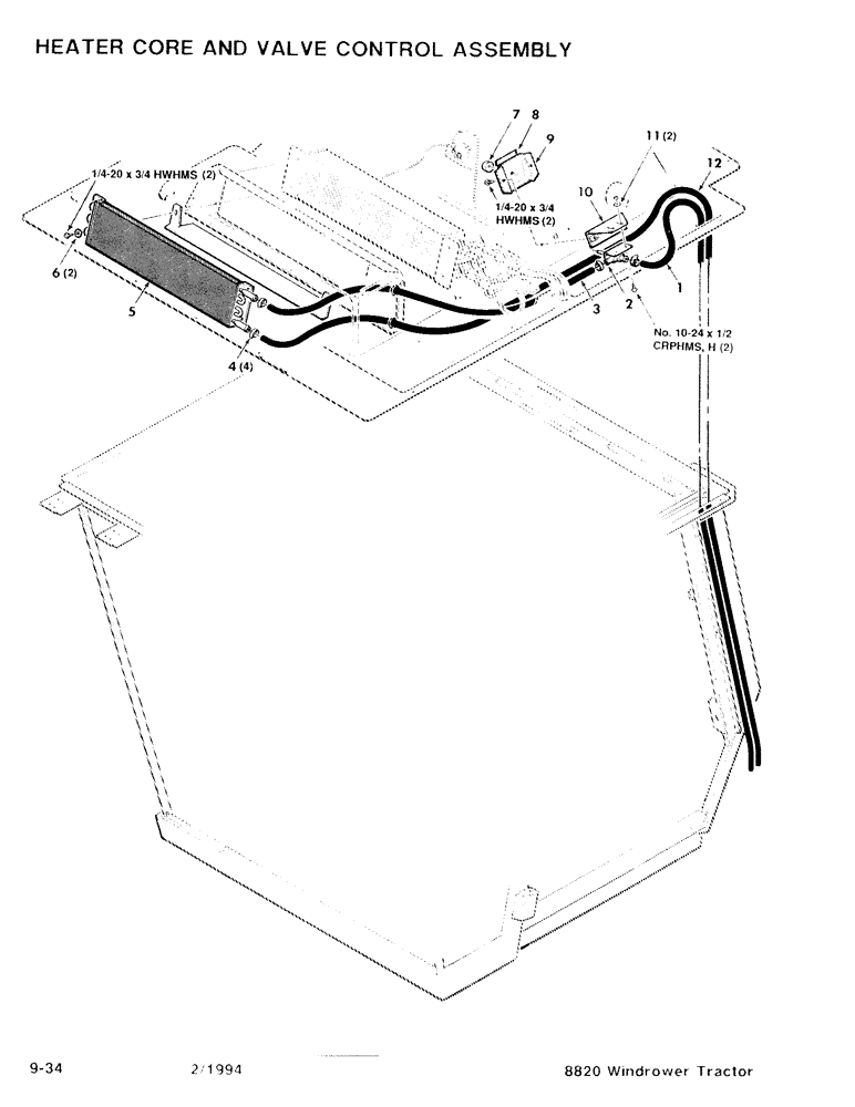 Схема запчастей Case IH 8820 - (9-34) - HEATER CORE AND VALVE CONTROL ASSEMBLY (09) - CHASSIS/ATTACHMENTS