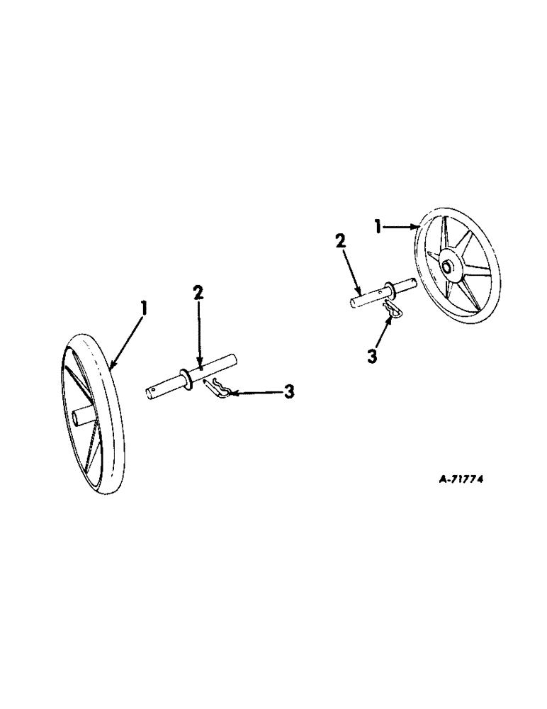 Схема запчастей Case IH 50 - (A-071[A]) - ROW CROP UNIT (ONE-ROW) - TRANSPORT WHEEL ATTACHMENT (58) - ATTACHMENTS/HEADERS