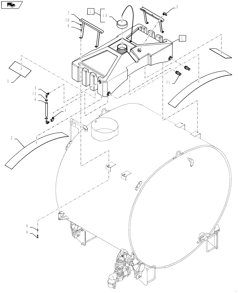 Схема запчастей Case IH 4420 - (09-087) - RINSE TANK GROUP, PLUMBING & INST Liquid Plumbing