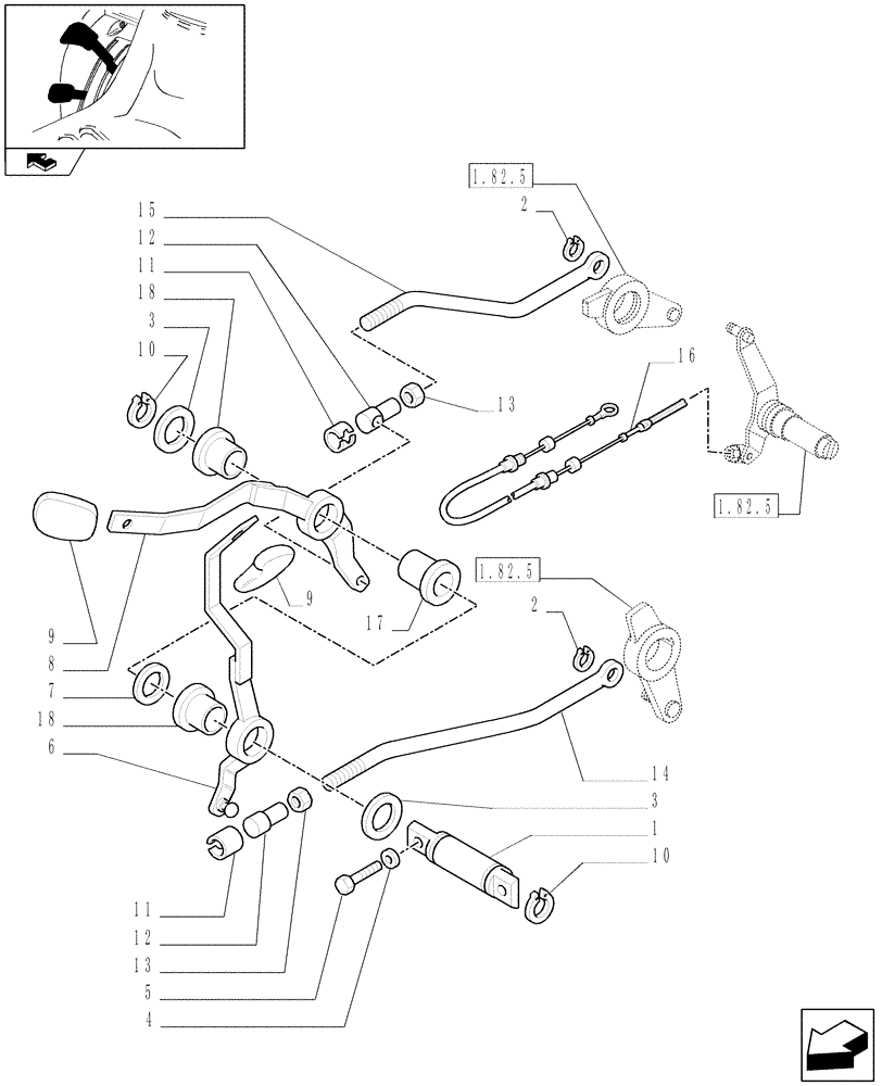 Схема запчастей Case IH FARMALL 85C - (1.92.82[01]) - LIFTER OUTER CONTROLS (10) - OPERATORS PLATFORM/CAB