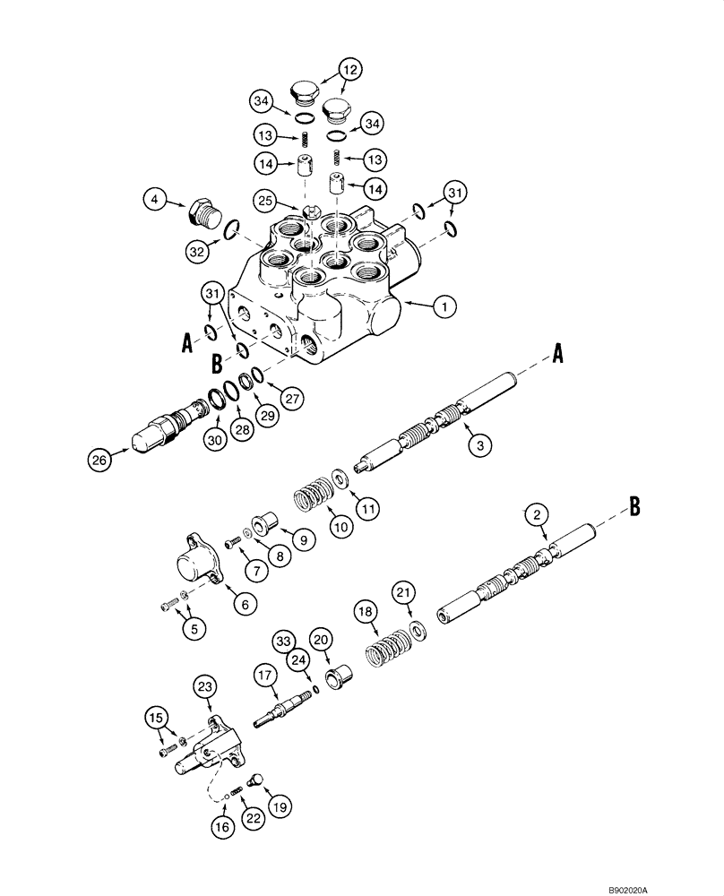 Схема запчастей Case IH 1840 - (08-06) - VALVE, CONTROL - LOADER (MODELS WITH SELF-LEVELING) (08) - HYDRAULICS