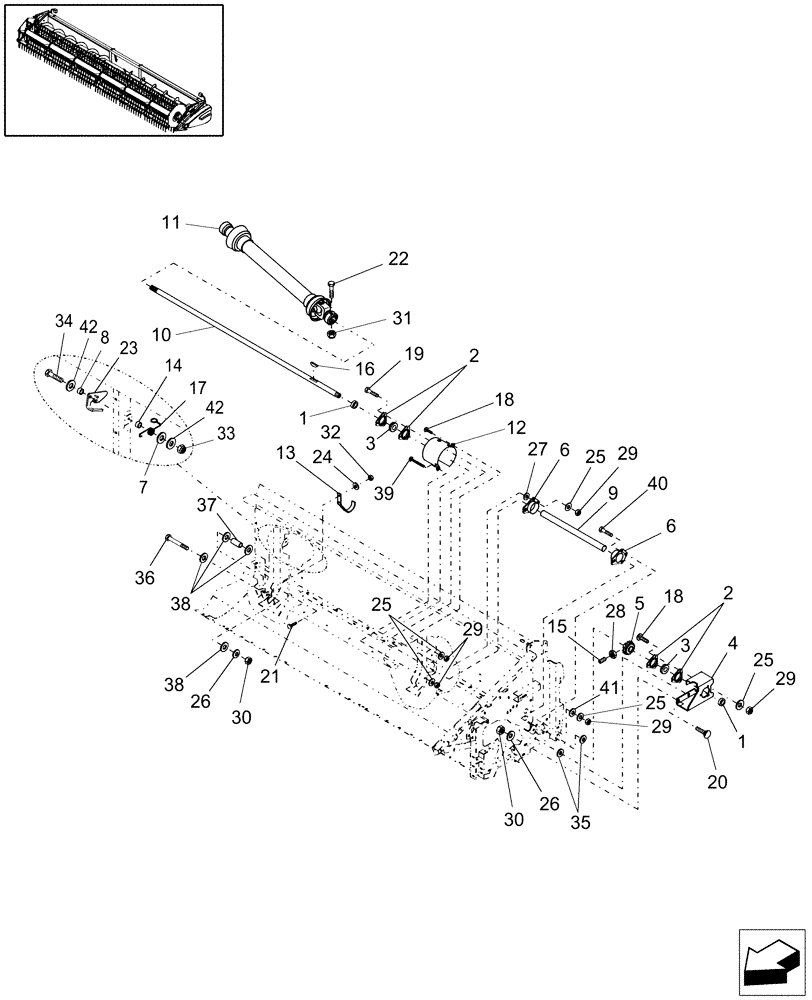 Схема запчастей Case IH 2010 - (20.03.04) - MAIN SHAFT, 2010/2020, 20 FT, SINGLE DRIVE (58) - ATTACHMENTS/HEADERS