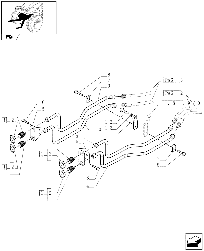 Схема запчастей Case IH PUMA 125 - (1.81.9/05[01]) - 4 HYDRAULIC FRONT COUPLERS FOR NON INTEGRATED FRONT HPL - C6335 (VAR.330172) (07) - HYDRAULIC SYSTEM