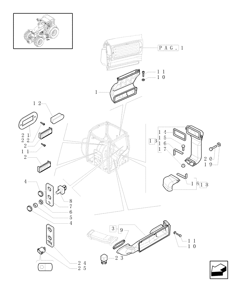 Схема запчастей Case IH MXU130 - (1.94.2[02]) - HEATING - VENTILATION DUCTS (10) - OPERATORS PLATFORM/CAB