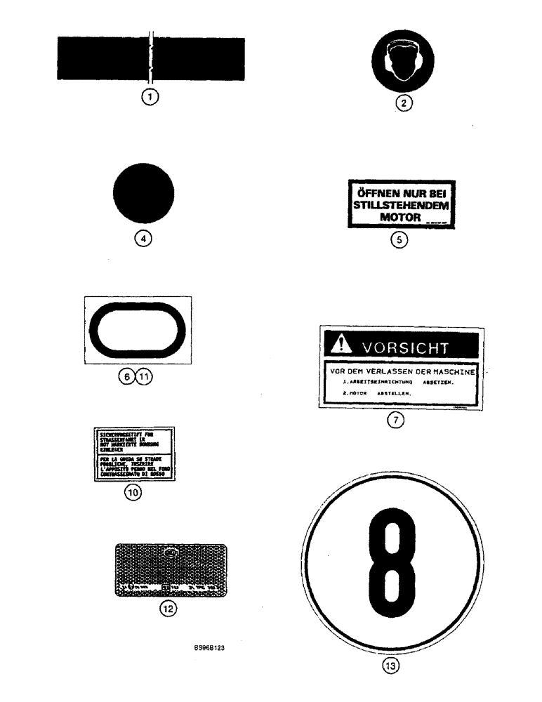 Схема запчастей Case IH 1825B - (9-48) - DECALS, GERMAN SPECIAL, EUROPE, GERMAN T.B.G. MODELS (09) - CHASSIS/ATTACHMENTS