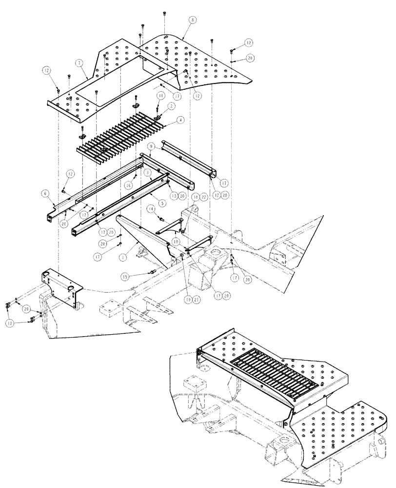 Схема запчастей Case IH SPX4260 - (04-038) - WALKWAY GROUP, LH FRONT Suspension & Frame