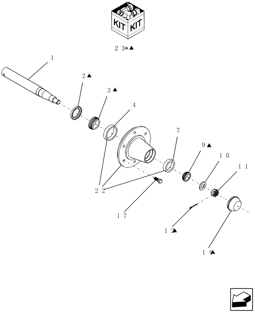 Схема запчастей Case IH ADX3360 - (D.13.B[16]) - FRONT HUB/SPINDLE ASSEMBLY - 6 BOLT D - Travel