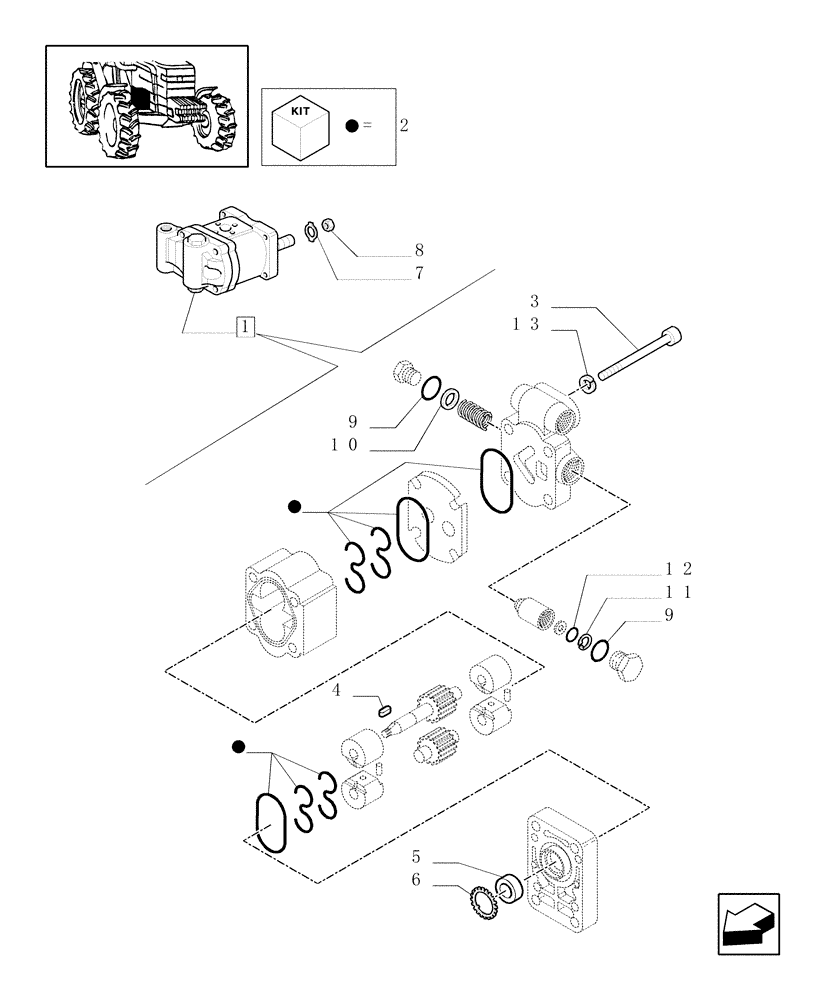 Схема запчастей Case IH JX1060C - (1.42.0/01A) - (VAR.126-127) ELECTRONIC LIFT - HYDRAULIC PUMP - PARTS (04) - FRONT AXLE & STEERING