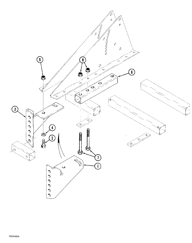 Схема запчастей Case IH 1830 - (09-018) - ADJUSTING BRACKET AND SPACER BAR ATTACHMENTS No Description