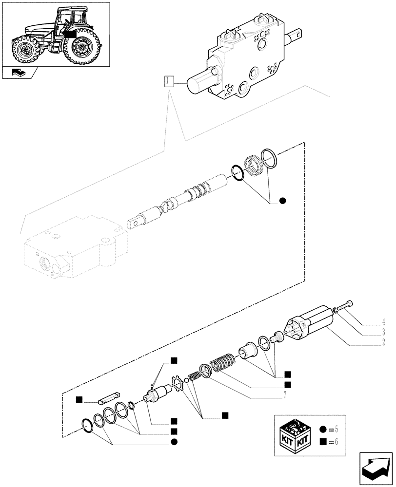 Схема запчастей Case IH FARMALL 85U - (1.82.7/05F[01]) - DIRECTIONAL CONTROL VALUE (BOSCH) - BREAKDOWN - D6083 (07) - HYDRAULIC SYSTEM