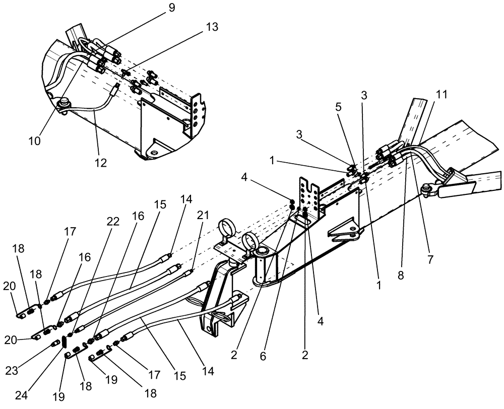 Схема запчастей Case IH 1250 - (35.310.02[01]) - HYDRAULICS - SUPPLY & RETURN HOSES, DIRECT DRIVE - 24 ROW BSN Y9S007001 (35) - HYDRAULIC SYSTEMS