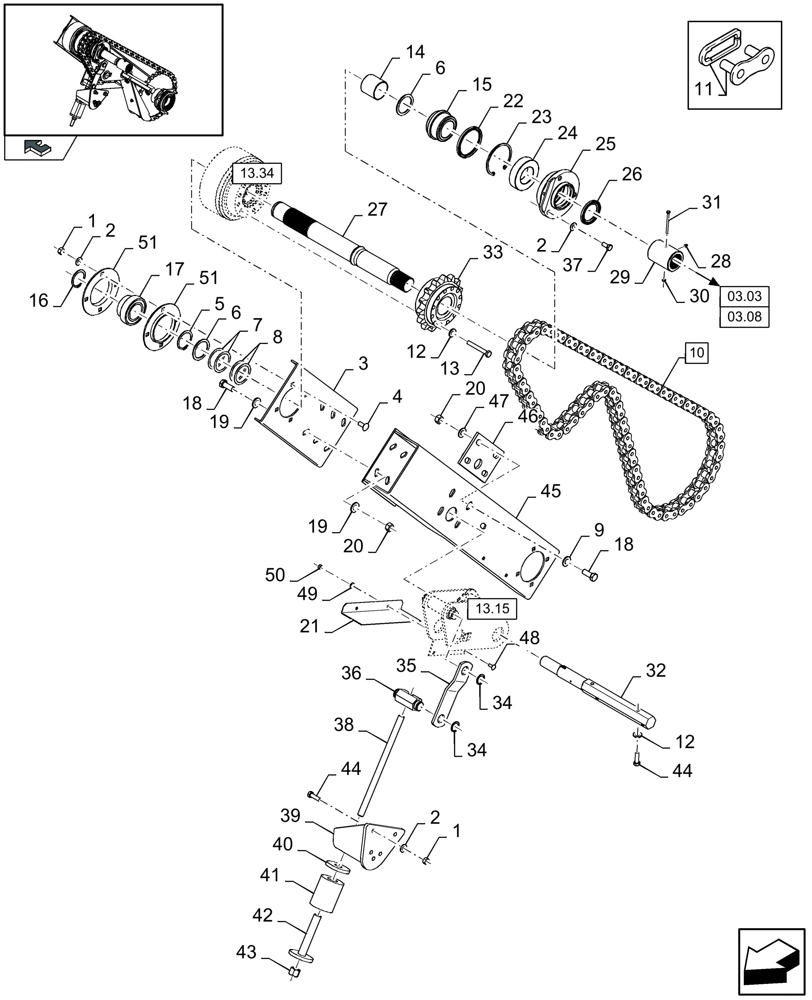 Схема запчастей Case IH LB433R - (13.14[01]) - ROTOR DRIVE (13) - FEEDER