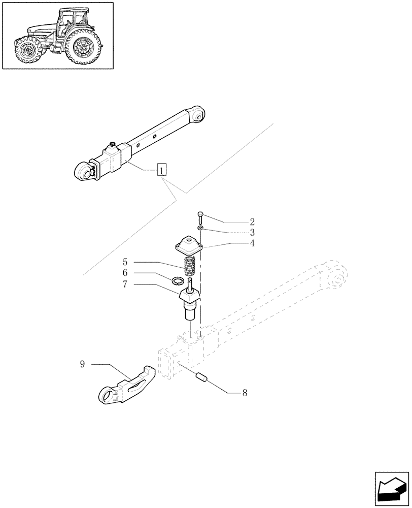 Схема запчастей Case IH JX1090U - (1.89.6/03A) - (VAR.902) TOOL CONNECTION WITH TELESCOPIC ARMS - PARTS (09) - IMPLEMENT LIFT