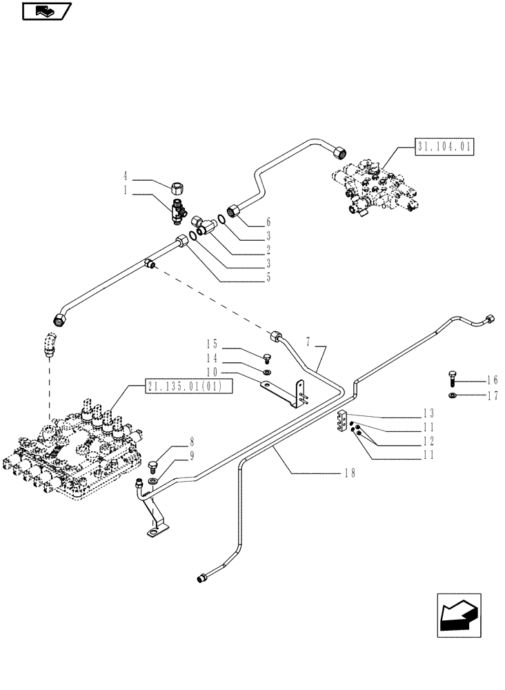 Схема запчастей Case IH MAGNUM 190 - (21.109.01) - HYDRAULIC GEARBOX CONTROL, WITH POWERSHIFT TRANSMISSION (21) - TRANSMISSION