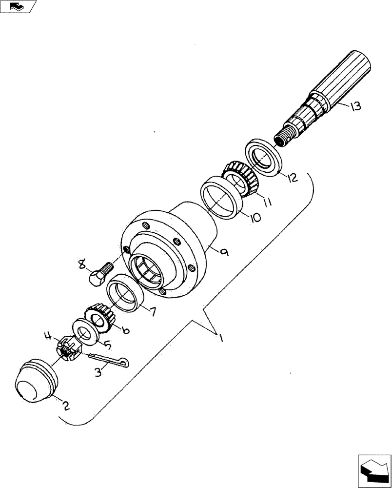 Схема запчастей Case IH 600 SERIES - (44.100.02) - Q-709 HUB AND SPINDLE ASSEMBLY (44) - WHEELS