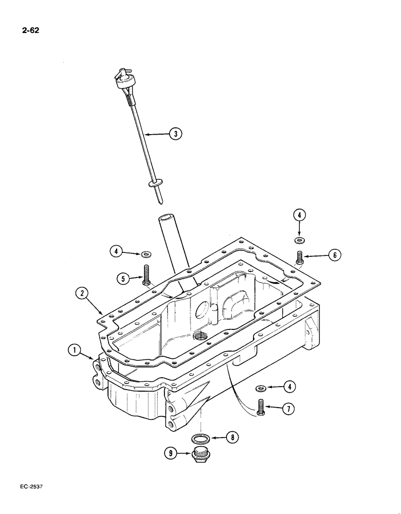 Схема запчастей Case IH 585 - (2-62) - CYLINDER BLOCK OIL PAN (02) - ENGINE