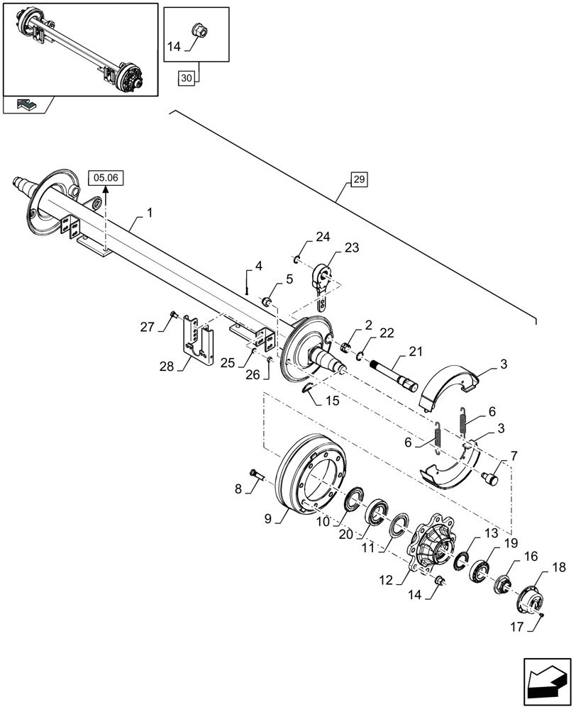 Схема запчастей Case IH LB333P - (05.09[01]) - TANDEM AXLE, PNEUMATIC BRAKES (05) - AXLE