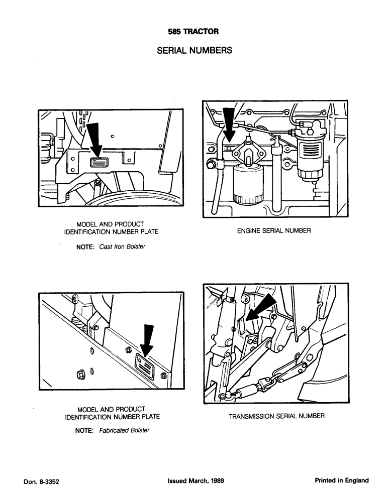 Схема запчастей Case IH 585 - (0-02) - SERIAL NUMBERS (00) - PICTORIAL INDEX