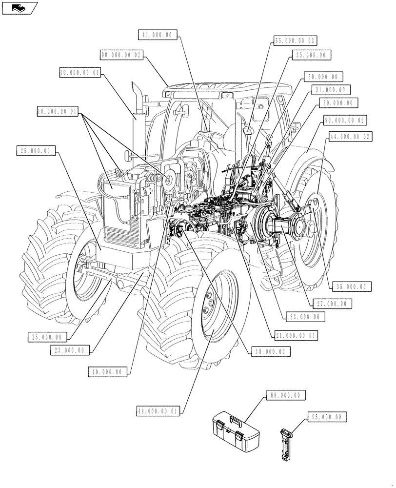 Схема запчастей Case IH PUMA 160 - (00.000.00) - PICTORIAL INDEX - MAIN SECTIONS (00) - GENERAL & PICTORIAL INDEX
