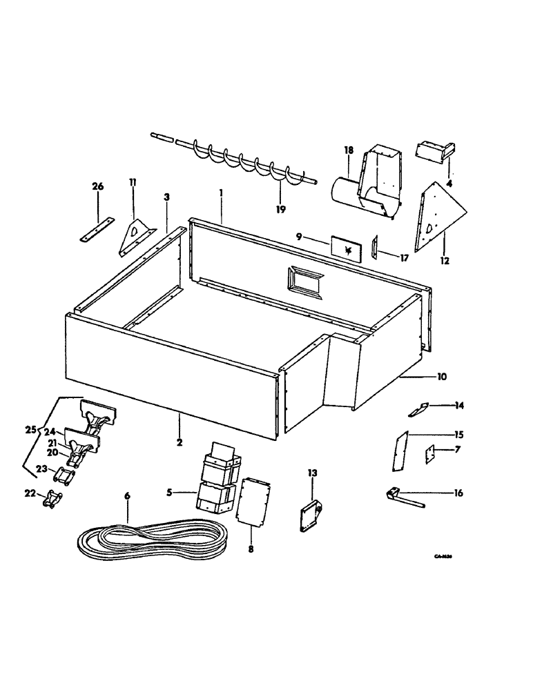 Схема запчастей Case IH 715 - (26-08) - GRAIN TANK, GRAIN TANK EXTENSION W/RAISED LEVELING AUGER, 19-1/2 INCHES HIGH Grain Tank