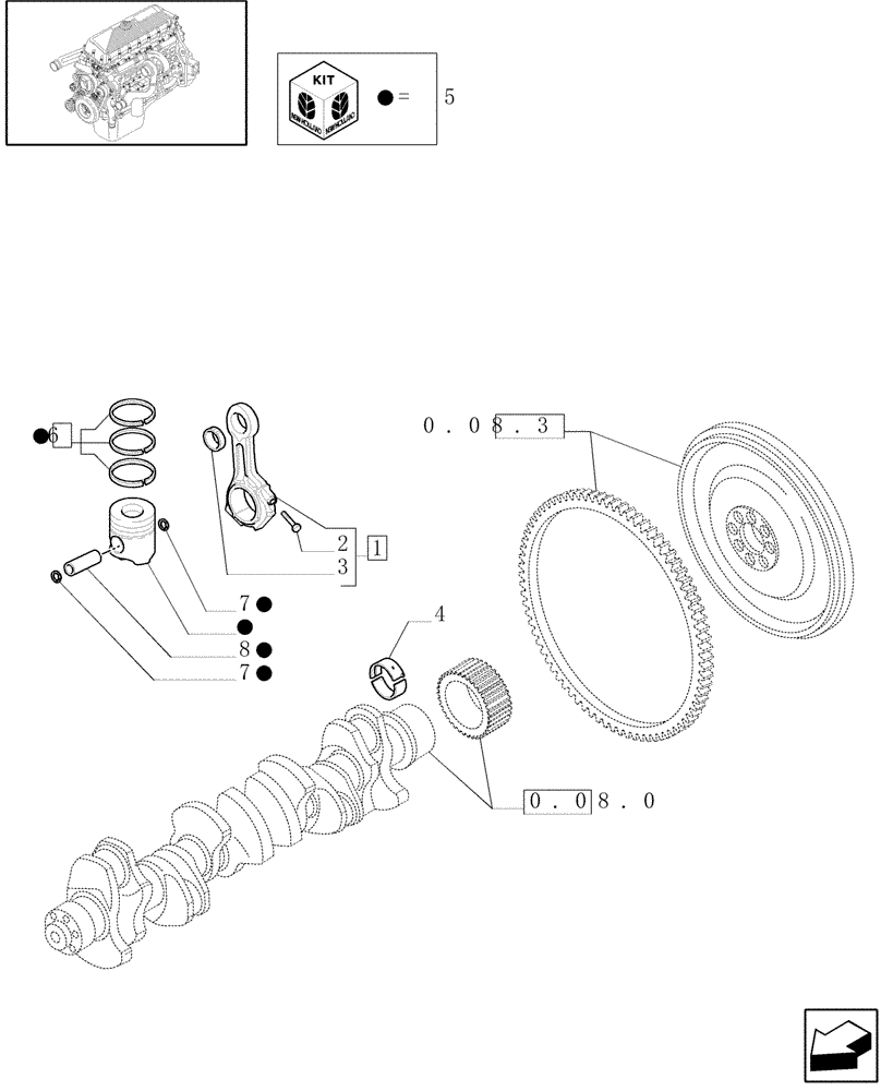 Схема запчастей Case IH F3AE0684G B001 - (0.08.65[01]) - CONNECTING ROD (500381336) 