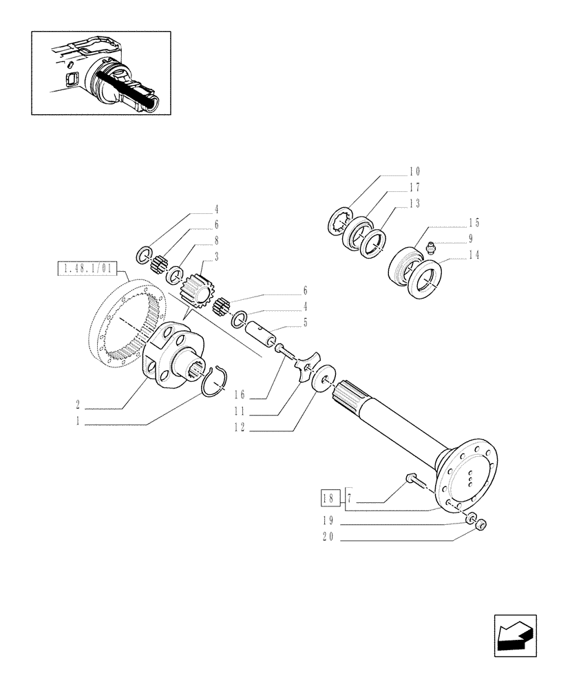 Схема запчастей Case IH MXM190 - (1.48.1/15) - (VAR.511) FLANGE TYPE REAR AXLE (05) - REAR AXLE