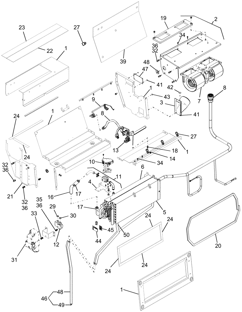 Схема запчастей Case IH AFX8010 - (E.40.D.92[2]) - HVAC UNIT - MANUAL E - Body and Structure