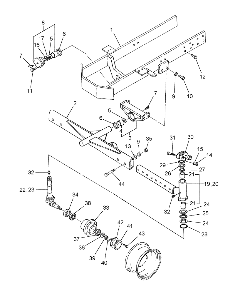 Схема запчастей Case IH D35 - (04.01) - FRONT AXLE W/2WD (03) - TRANSMISSION