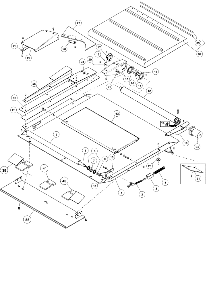 Схема запчастей Case IH 1042 - (09-29) - COMBINE ADAPTER FEED DRAPER ASN CCC0010467 