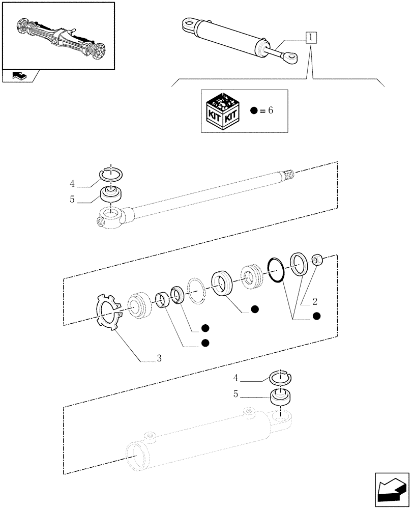 Схема запчастей Case IH PUMA 125 - (1.40.0/12A) - FRONT AXLE - HYDRAULIC STEERING CYLINDER - BREAKDOWN (04) - FRONT AXLE & STEERING