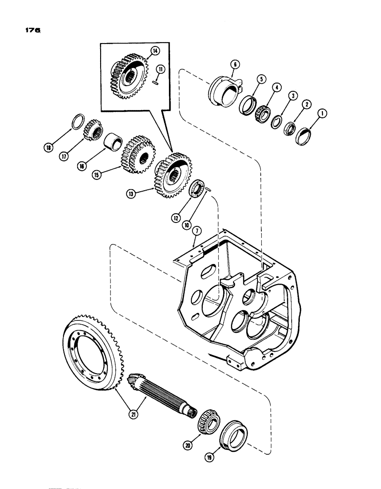 Схема запчастей Case IH 770 - (176) - COUNTERSHAFT, POWER SHIFT (06) - POWER TRAIN