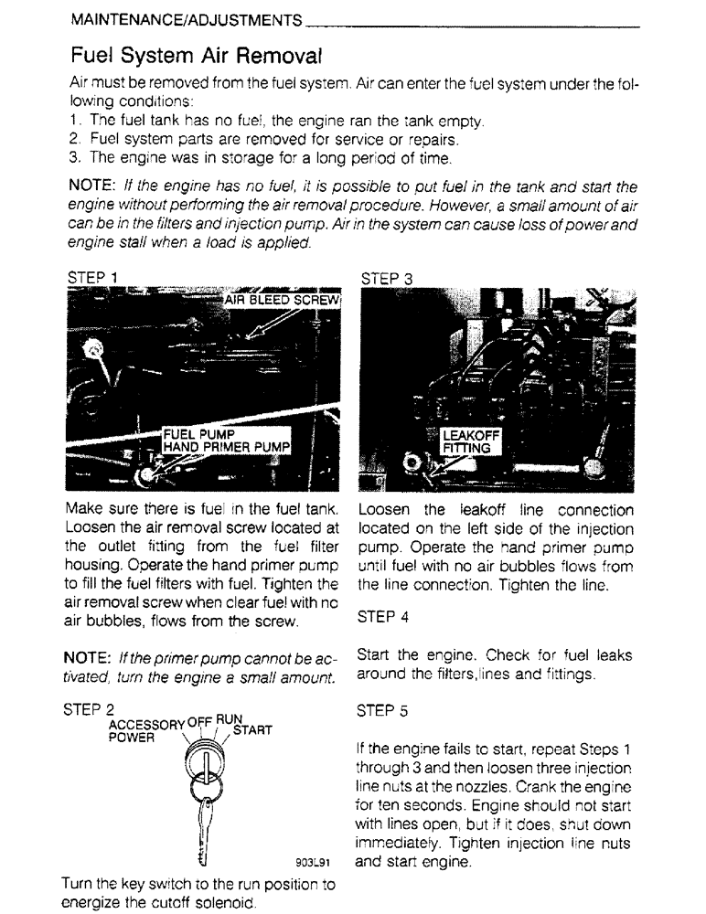 Схема запчастей Case IH 6830T - (1-31) - MAINTENANCE, ADJUSTMENTS, FUEL SYSTEM AIR REMOVAL 