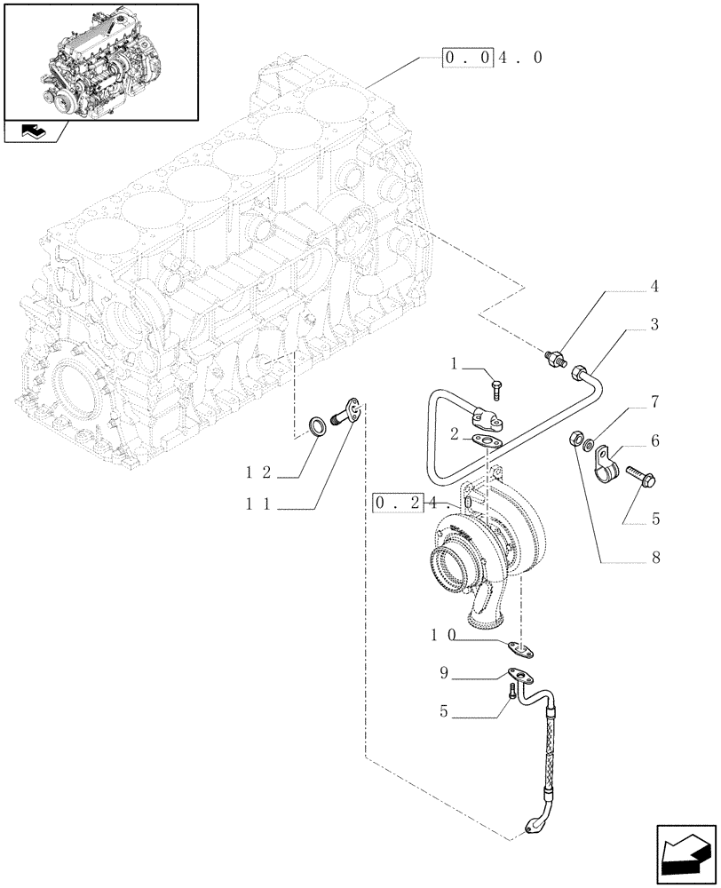 Схема запчастей Case IH A8000 - (0.30.64) - TURBOBLOWER PIPES (504229371 - 504217408) (10) - ENGINE