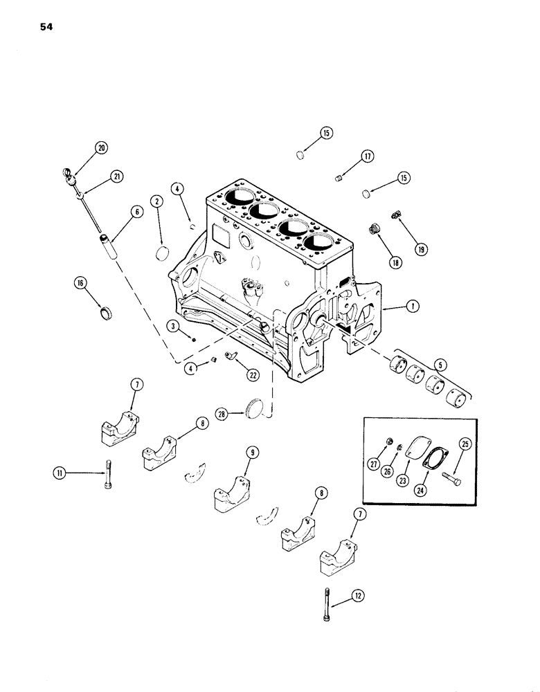 Схема запчастей Case IH 870 - (054) - CYLINDER BLOCK ASSEMBLY, (301B) SPARK IGNITION ENGINE (02) - ENGINE