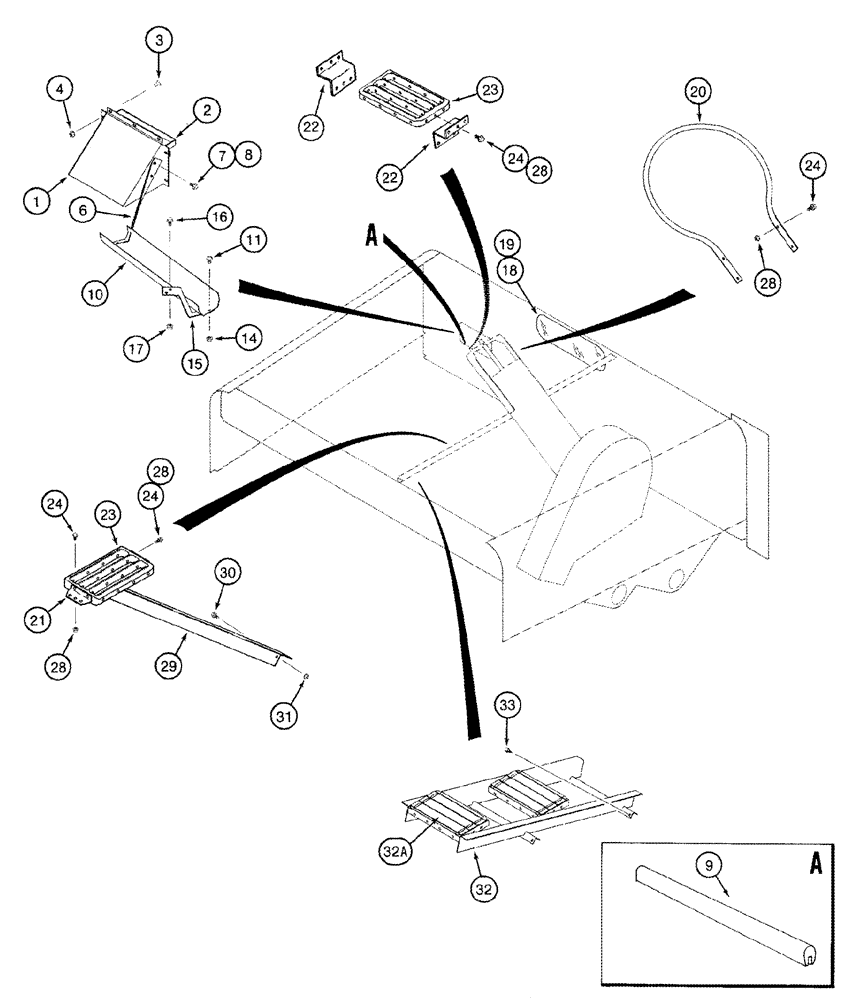 Схема запчастей Case IH 2388 - (09E-06) - GRAIN TANK - STEPS AND SAMPLE TROUGH (17) - GRAIN TANK & UNLOADER