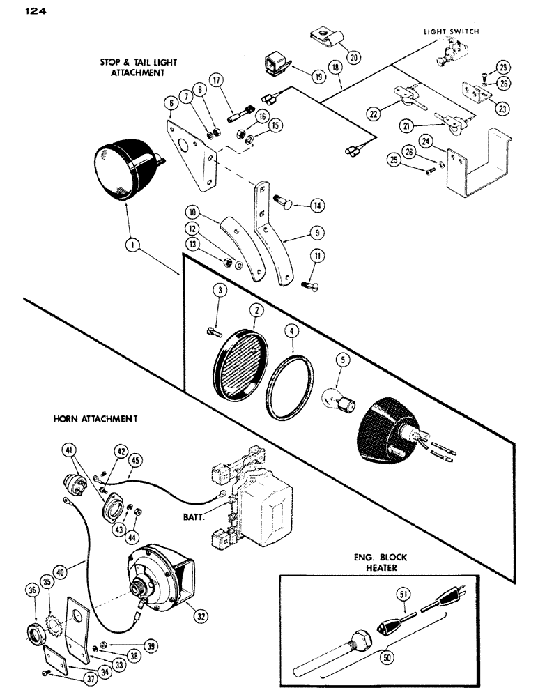 Схема запчастей Case IH 430 - (124) - STOP AND TAIL LAMP ATTACHMENT (04) - ELECTRICAL SYSTEMS