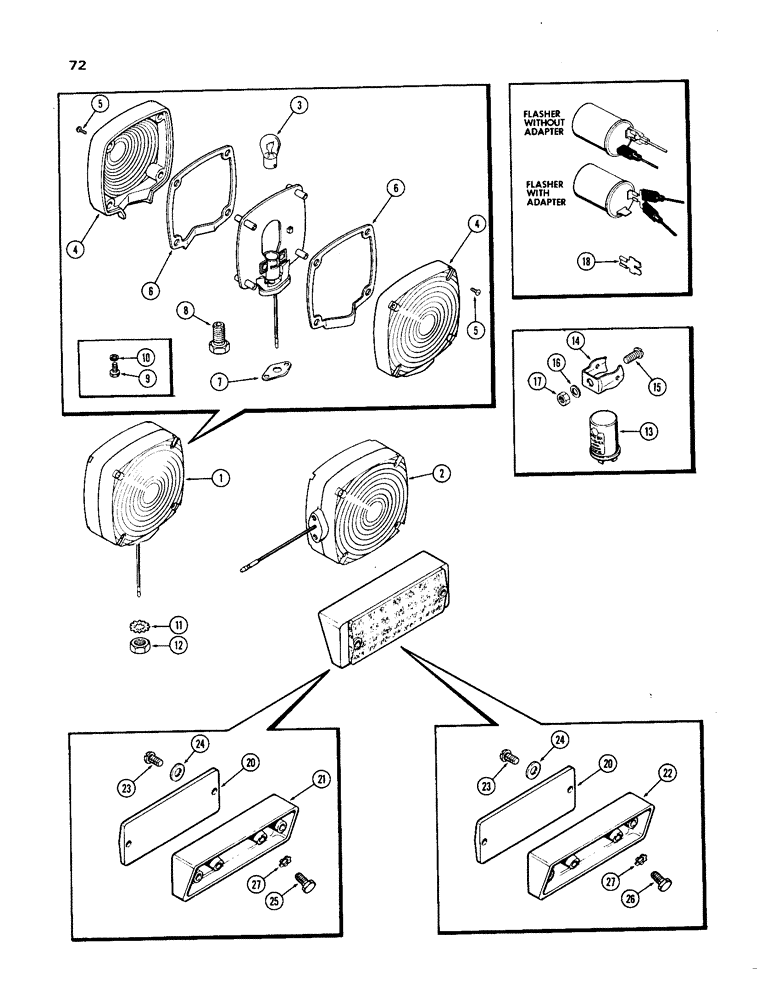 Схема запчастей Case IH 1270 - (072) - FLASHER LAMP (04) - ELECTRICAL SYSTEMS