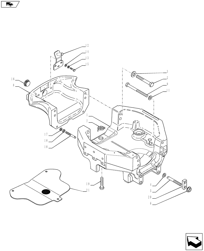 Схема запчастей Case IH PUMA 215 - (25.100.01[01]) - FRONT AXLE SUPPORT (25) - FRONT AXLE SYSTEM