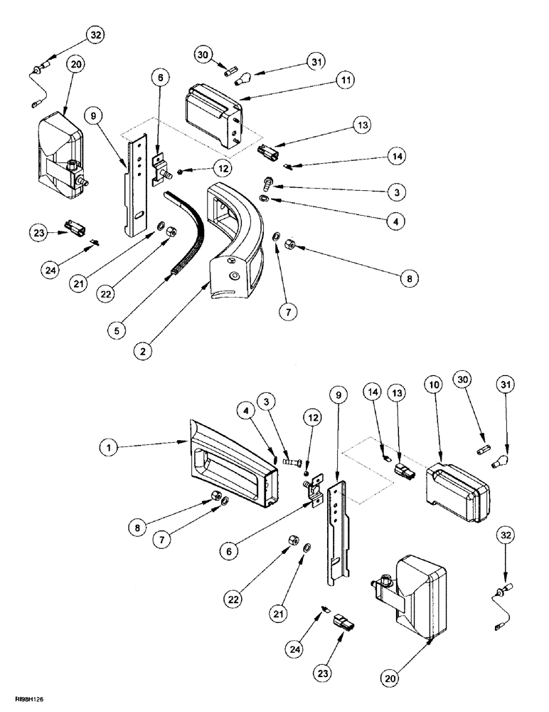 Схема запчастей Case IH MX200 - (4-072) - LAMPS, FRONT POSITION AND WORK, EUROPE ONLY (04) - ELECTRICAL SYSTEMS