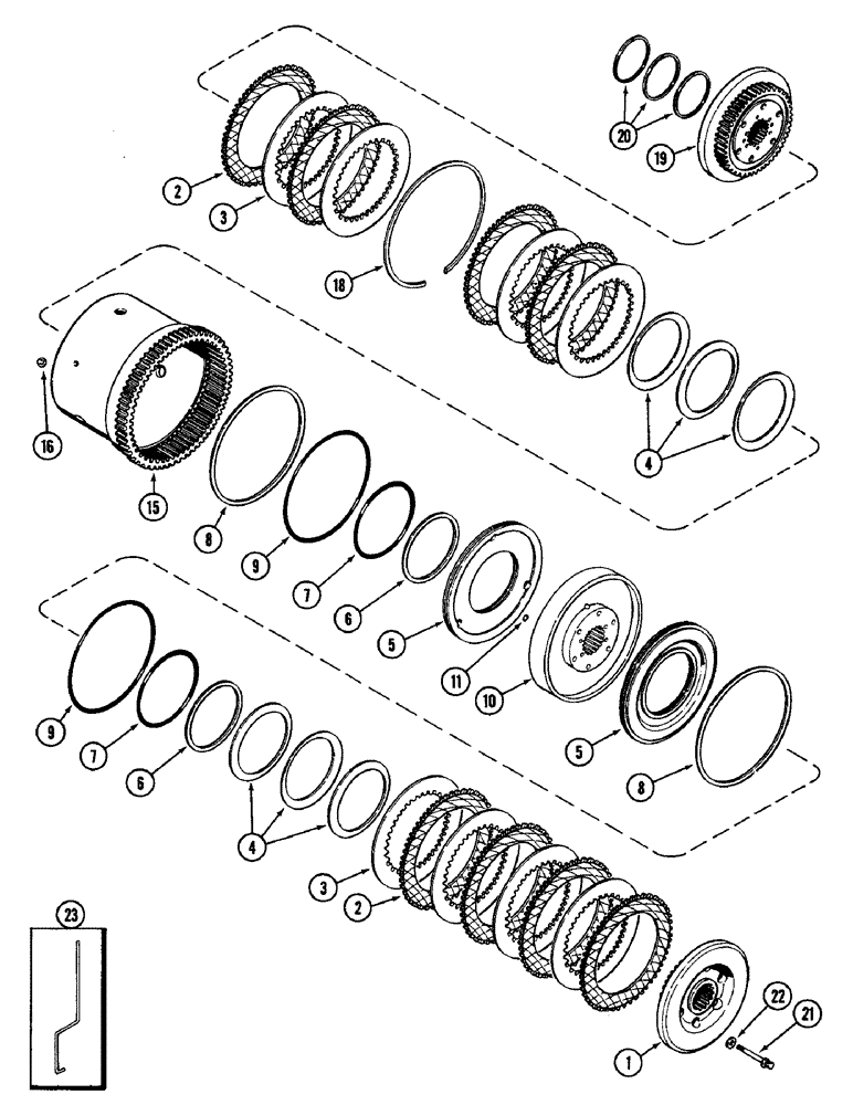 Схема запчастей Case IH 2096 - (6-174) - POWER SHIFT TRANSMISSION, (C2) AND (C3) CLUTCHES, TRANSMISSION SERIAL NUMBER 16264559 AND AFTER (06) - POWER TRAIN