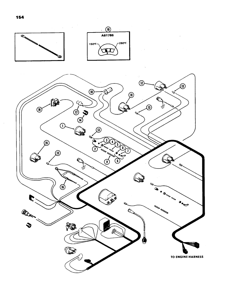 Схема запчастей Case IH 970 - (154) - INSTRUMENTS AND WIRING, 377B SPARK IGNITION ENGINES (04) - ELECTRICAL SYSTEMS