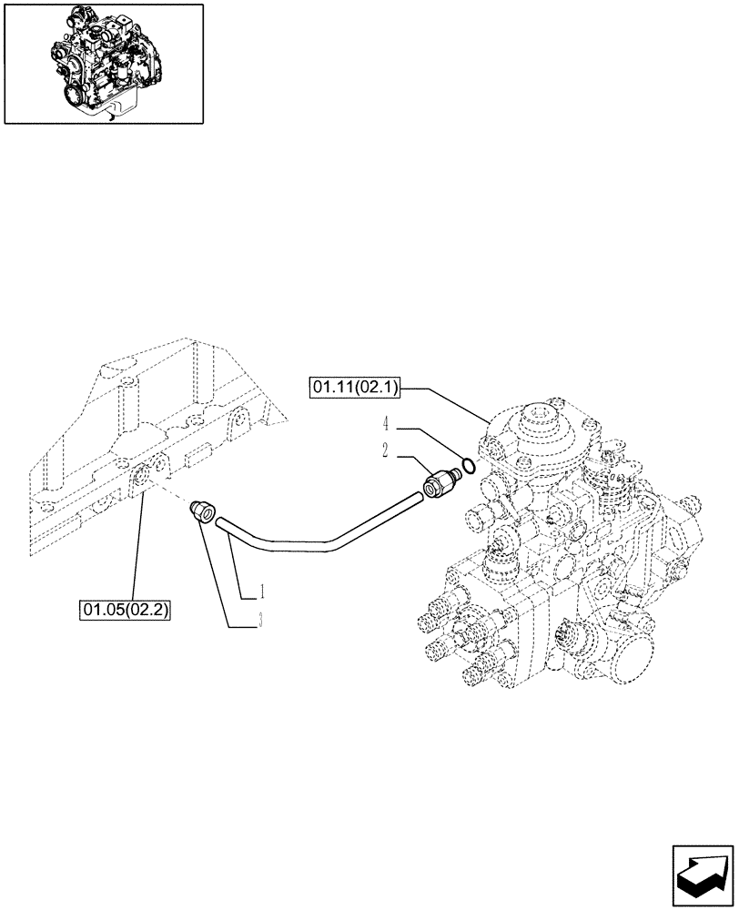 Схема запчастей Case IH WDX1202S - (01.11[02.4]) - INJECTION, PIPING (01) - ENGINE