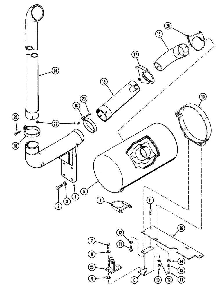 Схема запчастей Case IH 1896 - (2-12) - MUFFLER AND EXHAUST SYSTEM, 6T-590 DIESEL ENGINE (02) - ENGINE