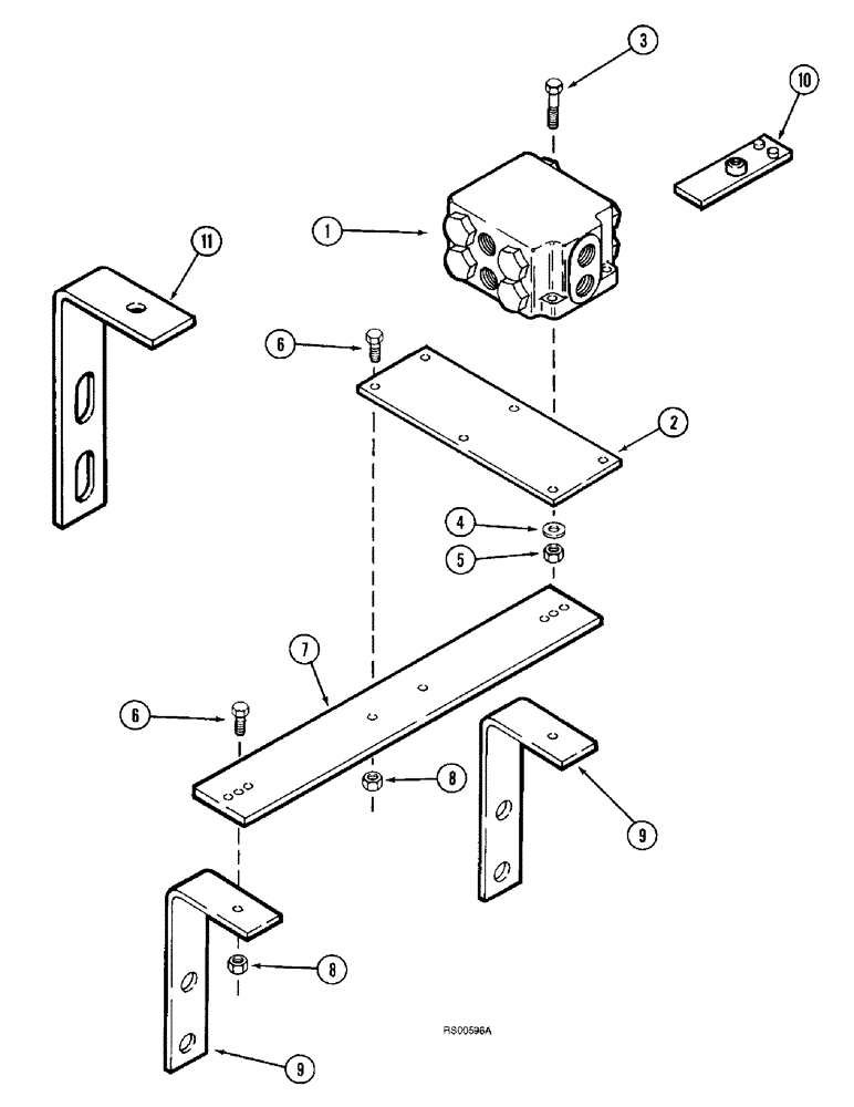 Схема запчастей Case IH 1680 - (5-44) - POSITRACTION VALVE MOUNTING, POWER GUIDE AXLE, PRIOR TO PIN JJC0044001 (04) - STEERING