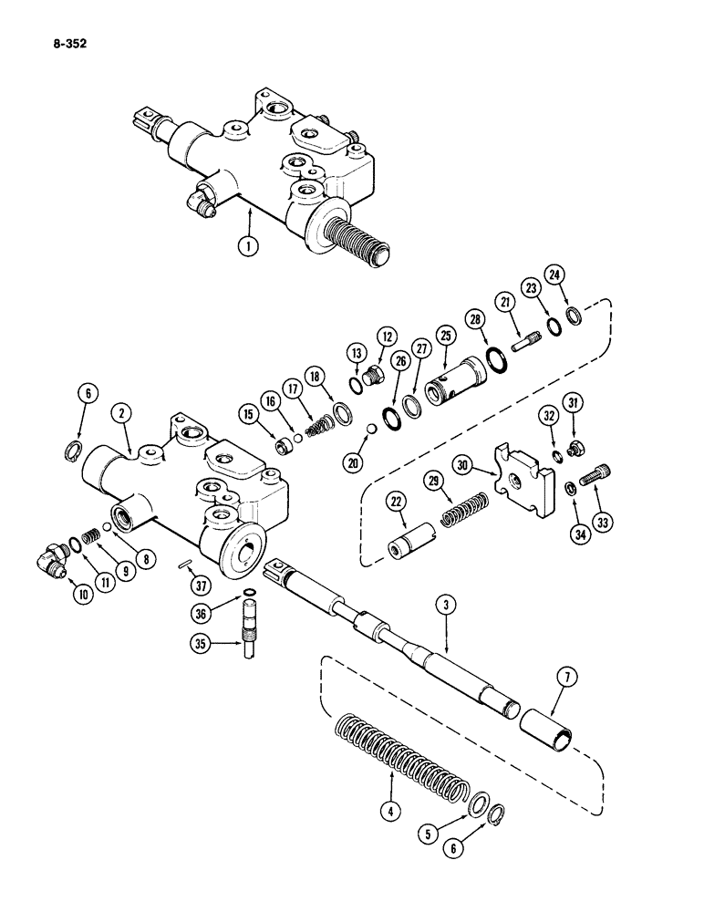 Схема запчастей Case IH 2094 - (8-352) - DEPTH AND POSITION CONTROL VALVE (08) - HYDRAULICS