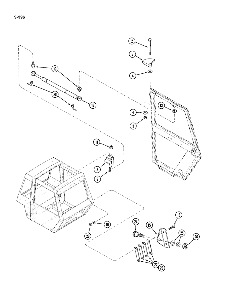 Схема запчастей Case IH 4994 - (9-396) - CAB, DOOR ATTCHING PARTS (09) - CHASSIS/ATTACHMENTS