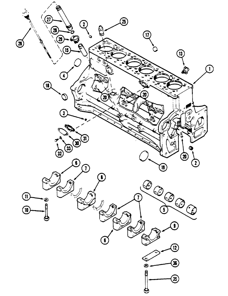 Схема запчастей Case IH 4690 - (2-038) - CYLINDER BLOCK, 504BDTI DIESEL ENGINE (02) - ENGINE