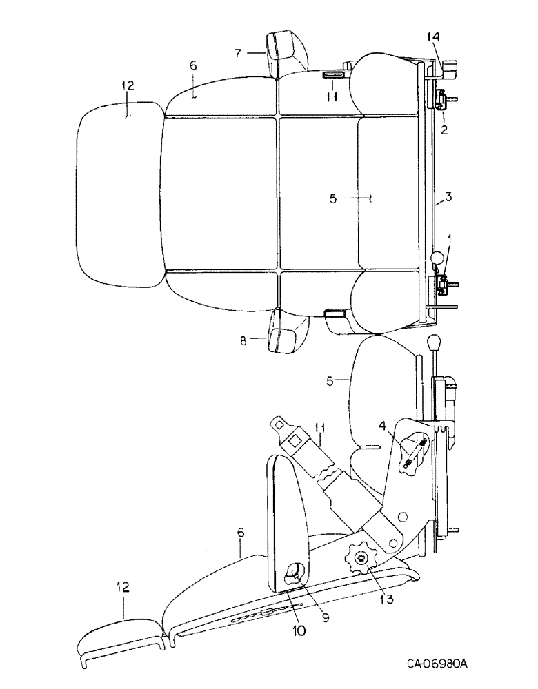 Схема запчастей Case IH 3488 - (13-16) - SUPERSTRUCTURE, DELUXE HYDRAULIC SEAT, SEARS, SERIAL NO. 715 AND ABOVE (05) - SUPERSTRUCTURE